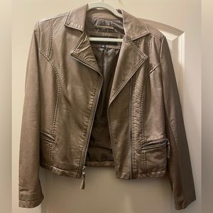 Faux Tan Leather Moto Jacket